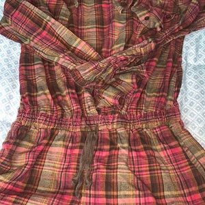 Plaid long sleeve onesie short bottoms